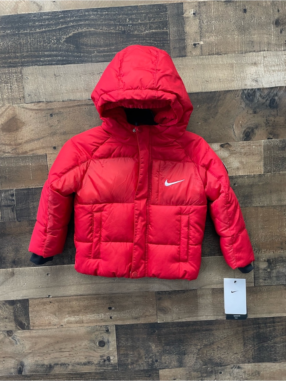 Nike Red Kids Puffer Jacket with Swoosh